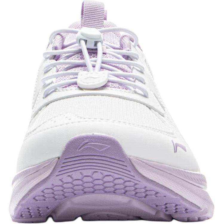 Li Ning Kids Fashion Trend Non-Slip Wear-Resistant Low-Top Running Shoes Kids sneaker White Purple YKFV062-2