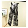 New Ice Silk Ink Pants Versatile Retro Straight Wide-Leg Pants Slim Plus Size Drape Chiffon Pants High Waist Casual Pants