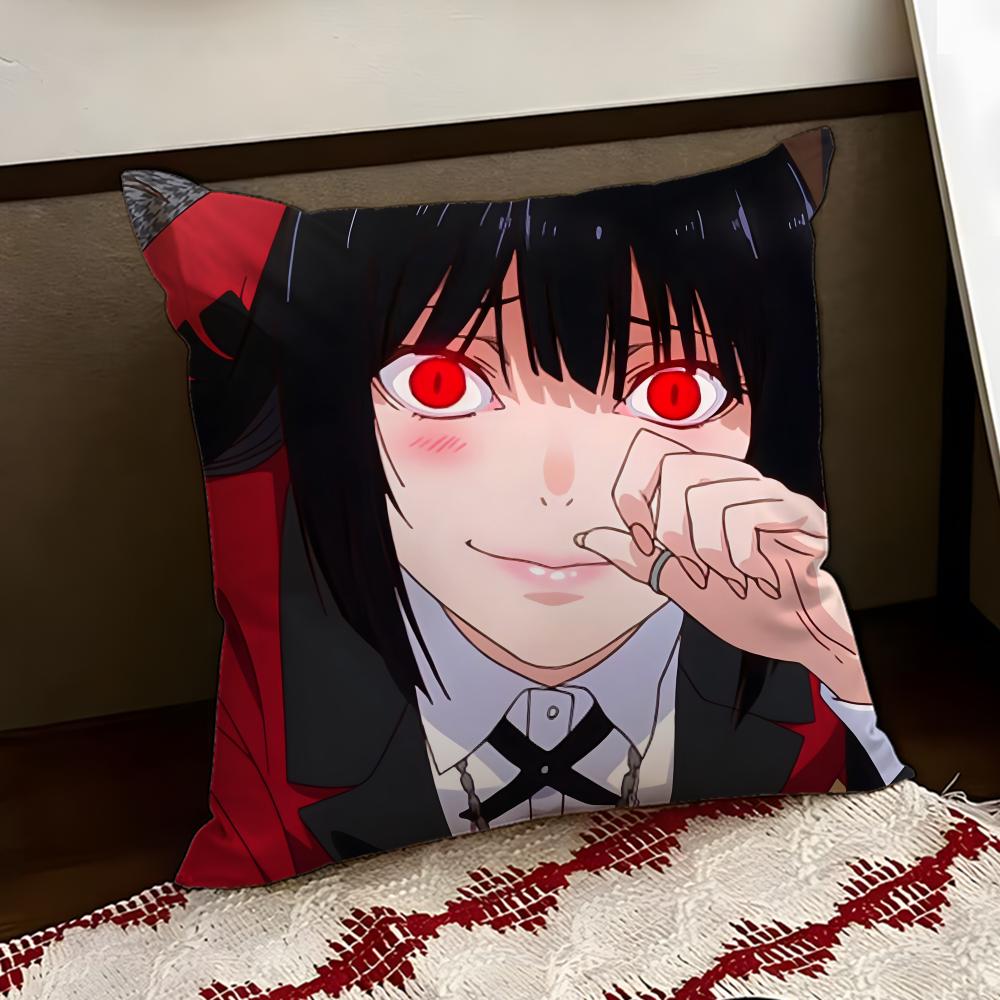 KKakegurui Anime Cushion Cover Reversible Soft Durable Pillow Cover Home Car MultiScene Use for Daily Comfort