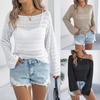 Early Autumn Hollow Out Long Sleeve Knit Sweater Casual Loose Outerwear Women's Clothing