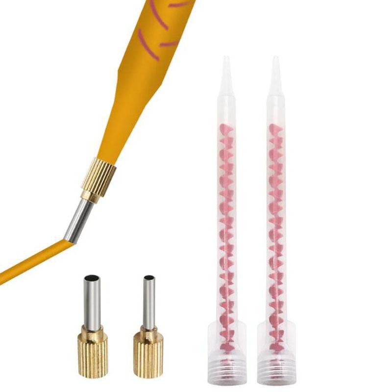 Sealant Tool Set with Sewing Glue Economizing Nozzle Glass Glue Nozzle Positioner Long Glue Spiral Mixing Tube for DIY Crafts