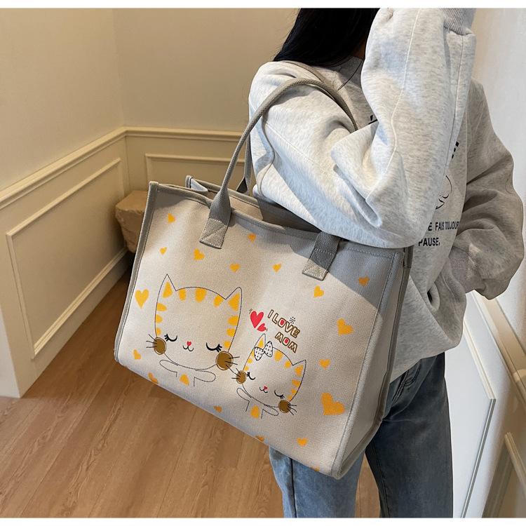 Neue Canvas-Tasche Studentinnen Klasse Schulter Pendeln Große Kapazität Tasche Nische Umhängetasche Tragetasche