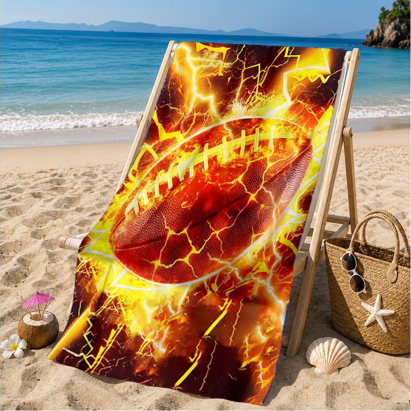 Electric Football Fire Beach Towel, Microfiber Beach Towel, Perfect For Pool, Beach, Travel, Home Decor Beach Party Fan gifts