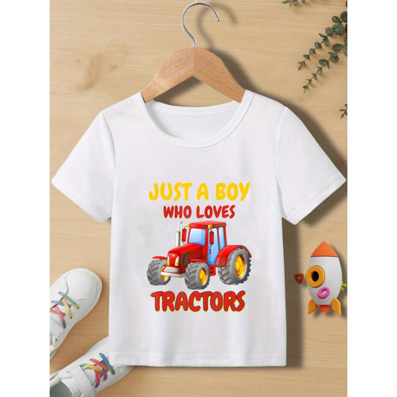 

Просто Мальчик, Который Любит Тракторы Детская Футболка Американский Стиль Модные Топы Удобная Ткань Дышащая Детская Одежда Летние Детские Футболки 110
