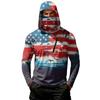 Men’s Casual Hooded Long Sleeve Sun Protection Top with Independence Day Themed Print and Front Zipper Pocket Design