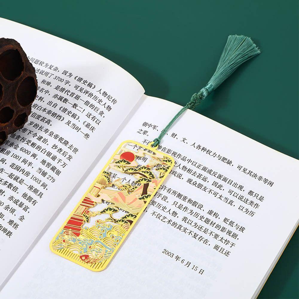 Tassel Brass Bookmark Painted Pagination Mark Retro Book Clip  School Office Supplies
