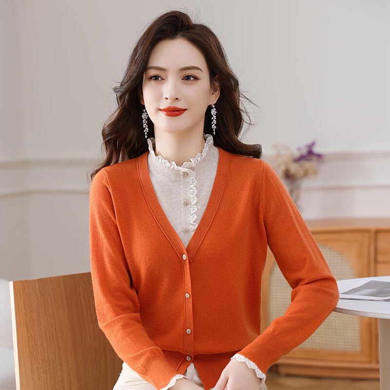 Women's 100% Pure Wool Mock Two-Piece Knit Sweater