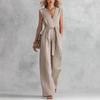 Spring and Summer European Style Women Clothing V-Neck Sleeveless Jumpsuit