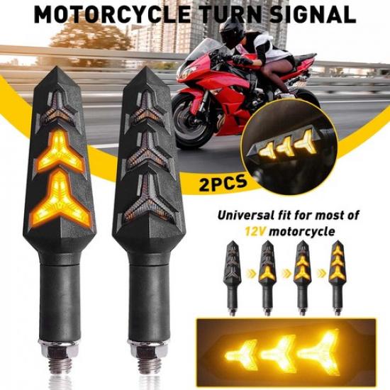 2X LED Motorcycle Turn Signals Indicator Amber Blinker Light Universal Flowing