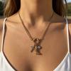 Stylish Symbol and Boot Pendant Necklace Stainless Steel with Glittering Stones Chain Necklace Suitable for Fashion Lady
