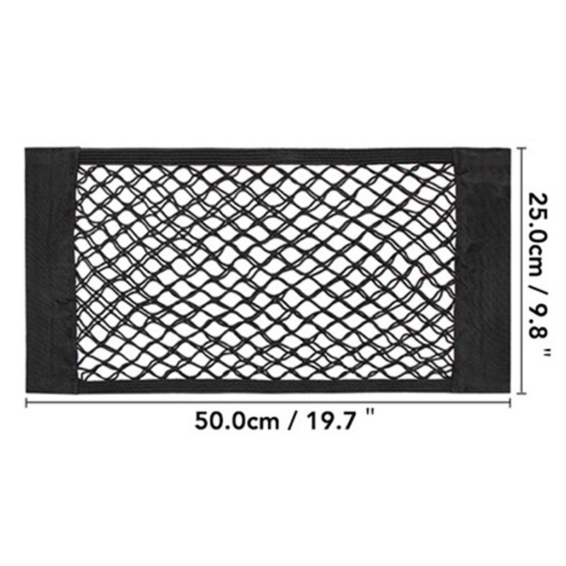 Car Trunk Mesh Back Seat Elastic Cage Auto Seat Back Storage Net Fixed Straps Extinguisher Storage Net Bag Car Trunk Organizer