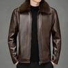 Middle-aged and Old Dad Pu Leather Jacket Fur One Men's Leather Men's New Style Plus Fleece Thick Men's Winter Coat
