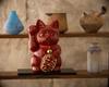 Gingado Maneki Neko Red Right Paw Made of Lucky Good Feng Shui Takaoka Bronze Maneki Neko (Large - 16cm) Lacquer, Raised, Metal, Cat, Luck, Figurine,
