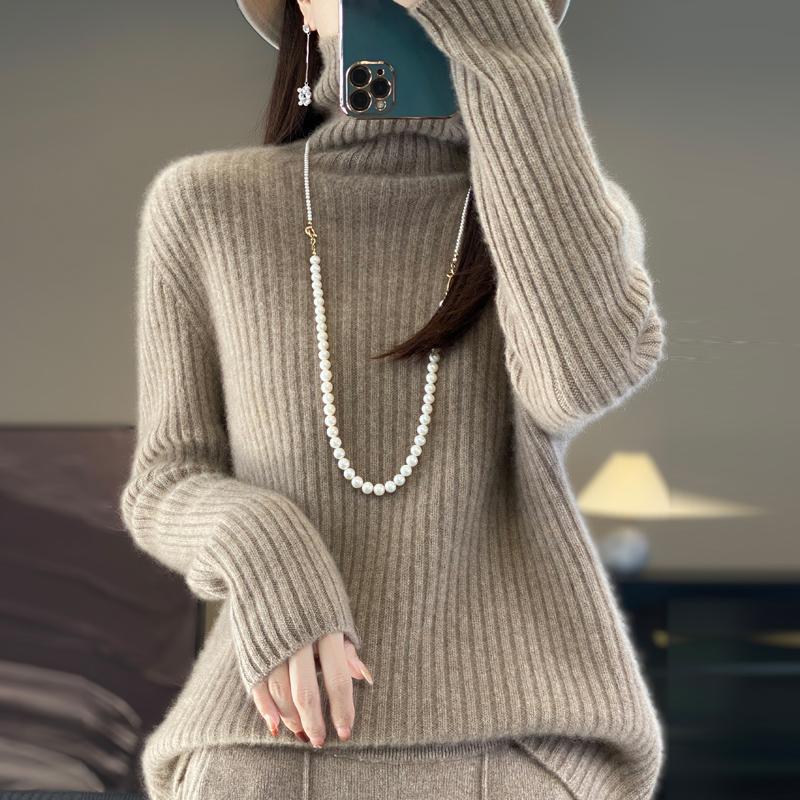 Women's Cashmere Sweater Qinghe Cashmere 30% Cashmere 70% Wool Autumn and Winter Pullover Warm and Fashionable