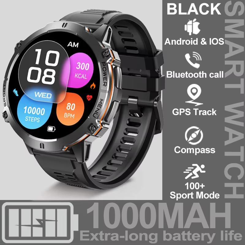 2025 New 1000MAH Super Endurance Smart Watch Men 1.73-inch HD Screen GPS Compass Bluetooth Call Waterproof Sport Smart Watch FOR XIAOMI