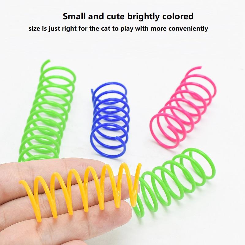 4 Stück Katzenspielzeug Breite Langlebige Schwere Ausführung Kätzchen Katze Feder-Spielzeug Bunte Federn Katzen Haustier-Spielzeug Spiralfeder WMJGW02