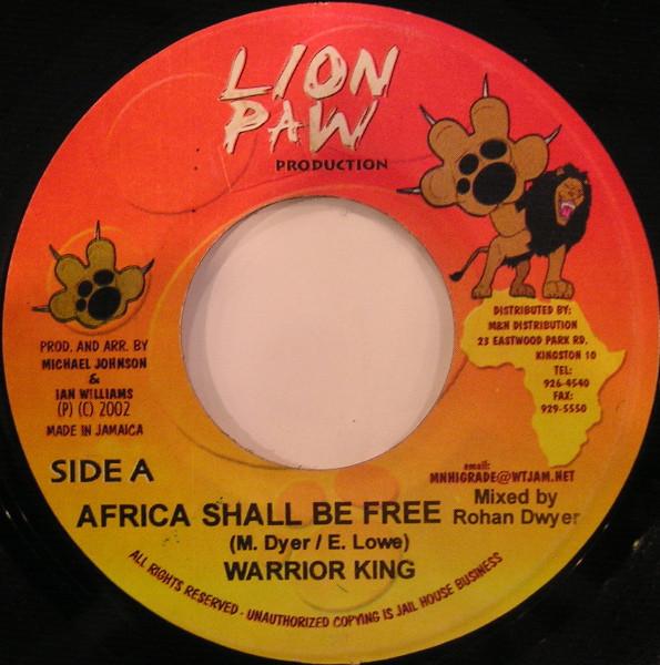 7inch Record WARRIOR KING - Africa Shall Be Free NONE Lion Paw Produc 2002 Jamaica Reggae, Ska & Dub Used