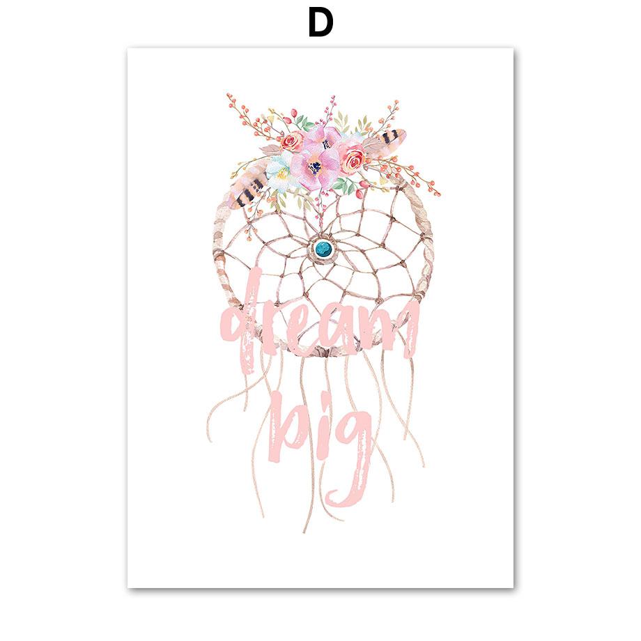Pink Fairy Unicorn Arrow Flower Name Custom Nursery Wall Art Canvas Painting Posters And Prints Picture For Girl Kids Room Decor