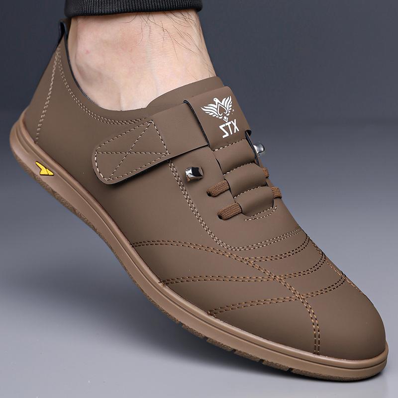 2026 Spring Autumn New Designer Shoes for Men Fashion Business Leather Casual Shoes Male Solid Color Lace Free Driving Shoe Man