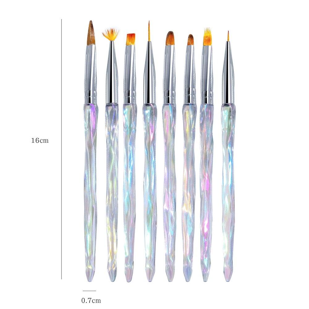 8Pcs Aurora Gradient Nail Brush Set, DIY Manicure Pens for Nails Design and Various Nail Art Techniques