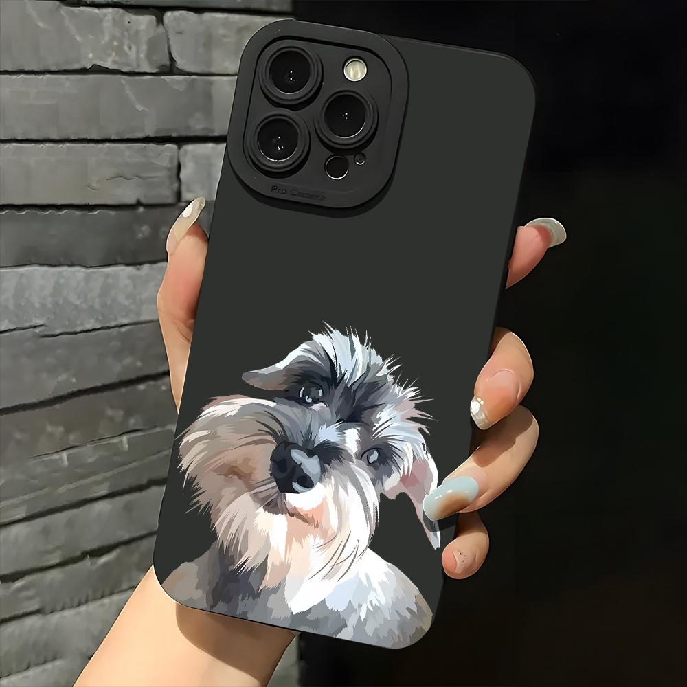 Cute Schnauzer Dog Aesthetic Phone Case for iPhone 17 16 15 14 13 12 11 Pro/ Max/Plus Anti-fall and Shock