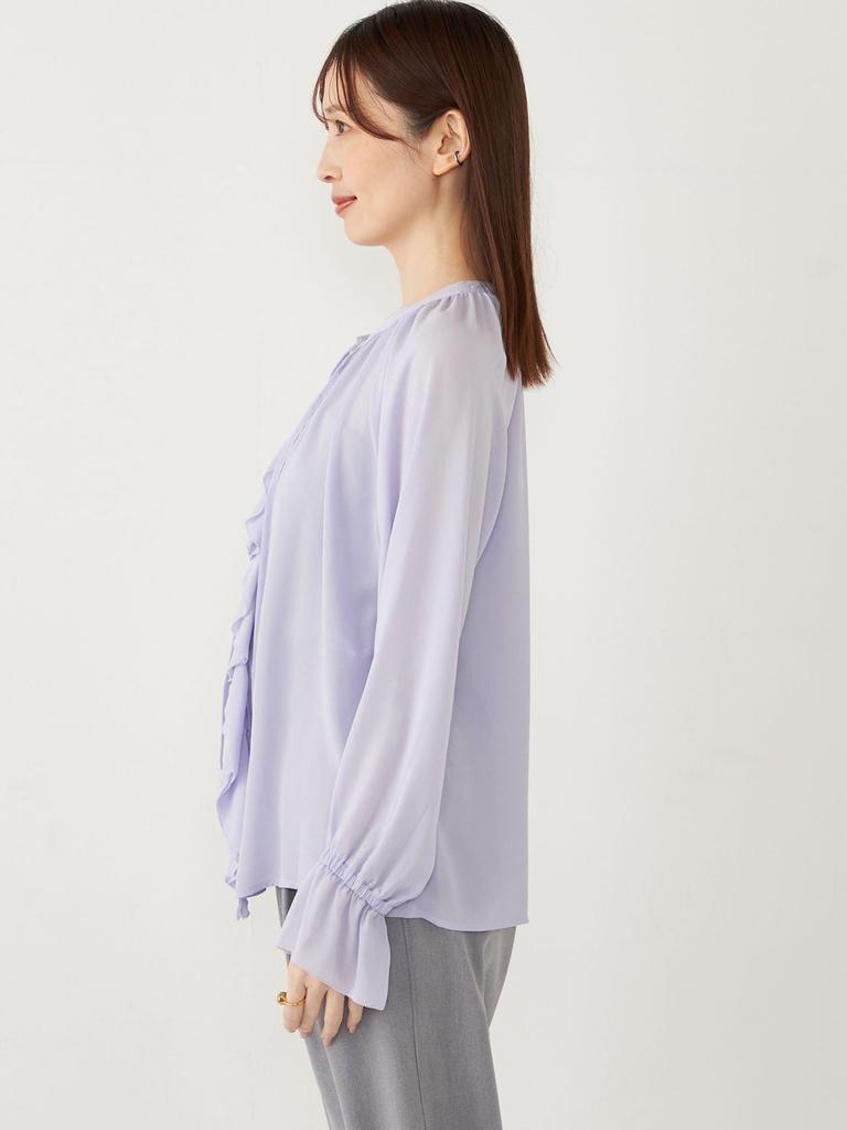 Ships Colors Women's Hand Washable 2-Way Front Ruffle Blouse, 221100028, Lavender, One Size