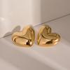 Tarnish-proof 18K Gold Plated Stainless Steel Chunky Smooth Love Heart Earring Hypo-Allergenic Women Jewelry Party Gift