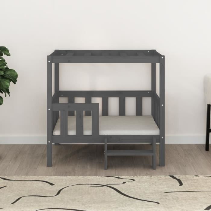 822384 vidaXL Lit pour chien Gris 95,5x73,5x90 cm Bois de pin solide