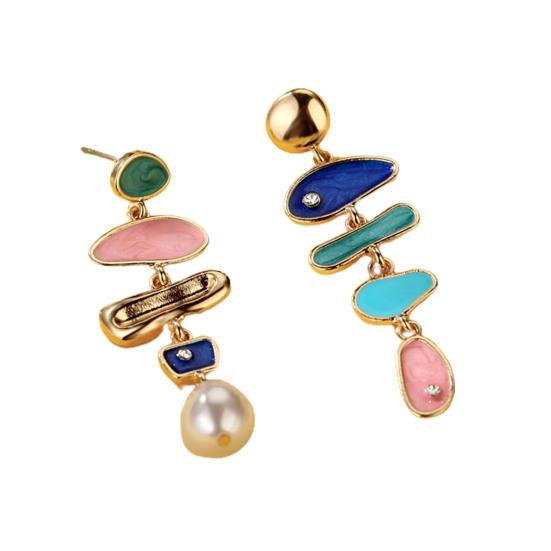 1 Pair Dangle Earrings Multicolor Rhinestones Jewelry Exquisite All Match Colorful Stud Earrings for