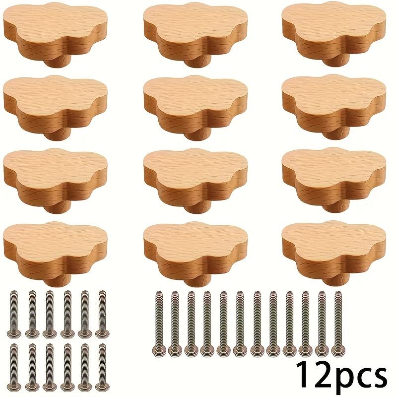 12pcs Wooden Cloud Handles - Simple Design for Cabinets, Furniture & Drawers, Including Two Sizes of Screws
