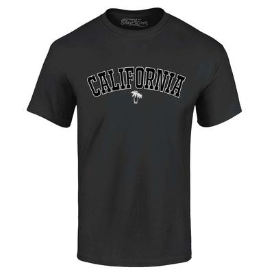 Kalifornien Staat Buchstaben Print Palmenbaum T-Shirt Staatsshirts