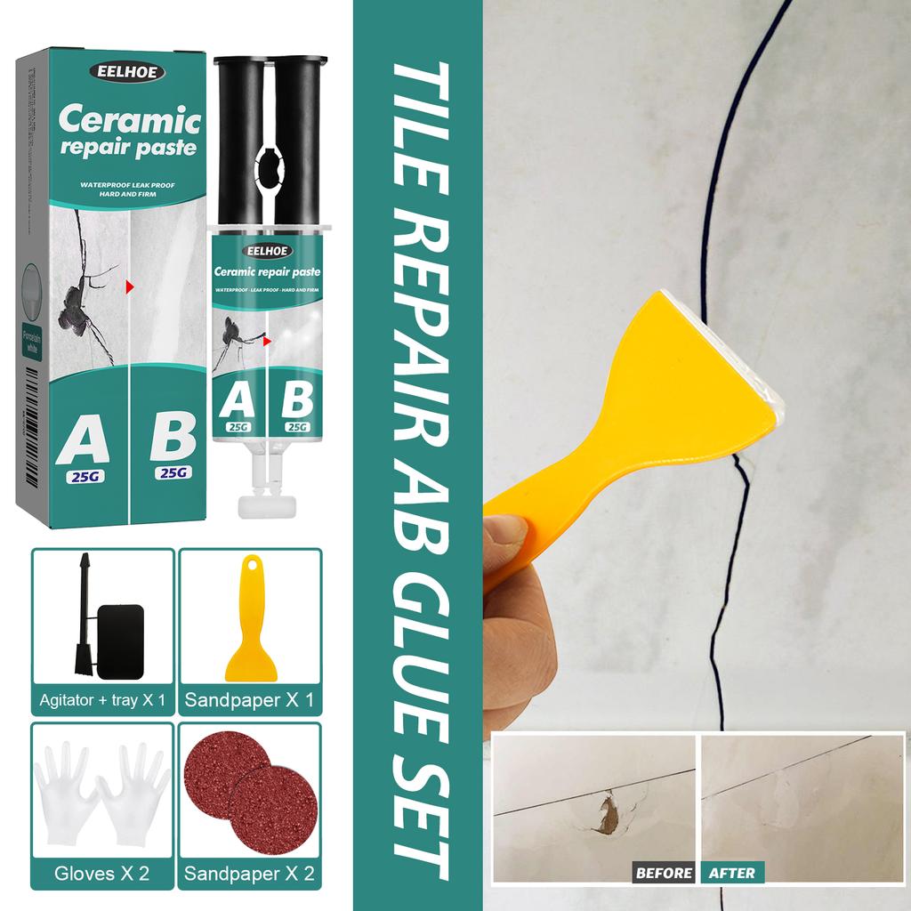 Agente de Reparo Profissional para Azulejos e Mármore Pasta Cerâmica para Piso Cola Epóxi Cola Ab Cola para Preenchimento de Buracos Rachaduras para Rachadura de Azulejo Metálico