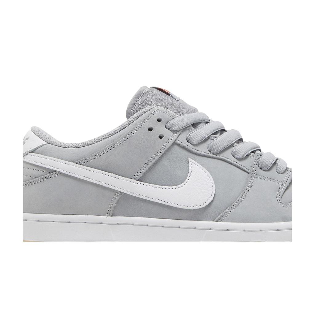 Nike Dunk Low Pro ISO SB 'Wolf Grey Gum' (Unisex) Wolf Grey / White / Wolf Grey / Gum Light Brown / Pure Platinum / Safety Orange Skateboard Shoes