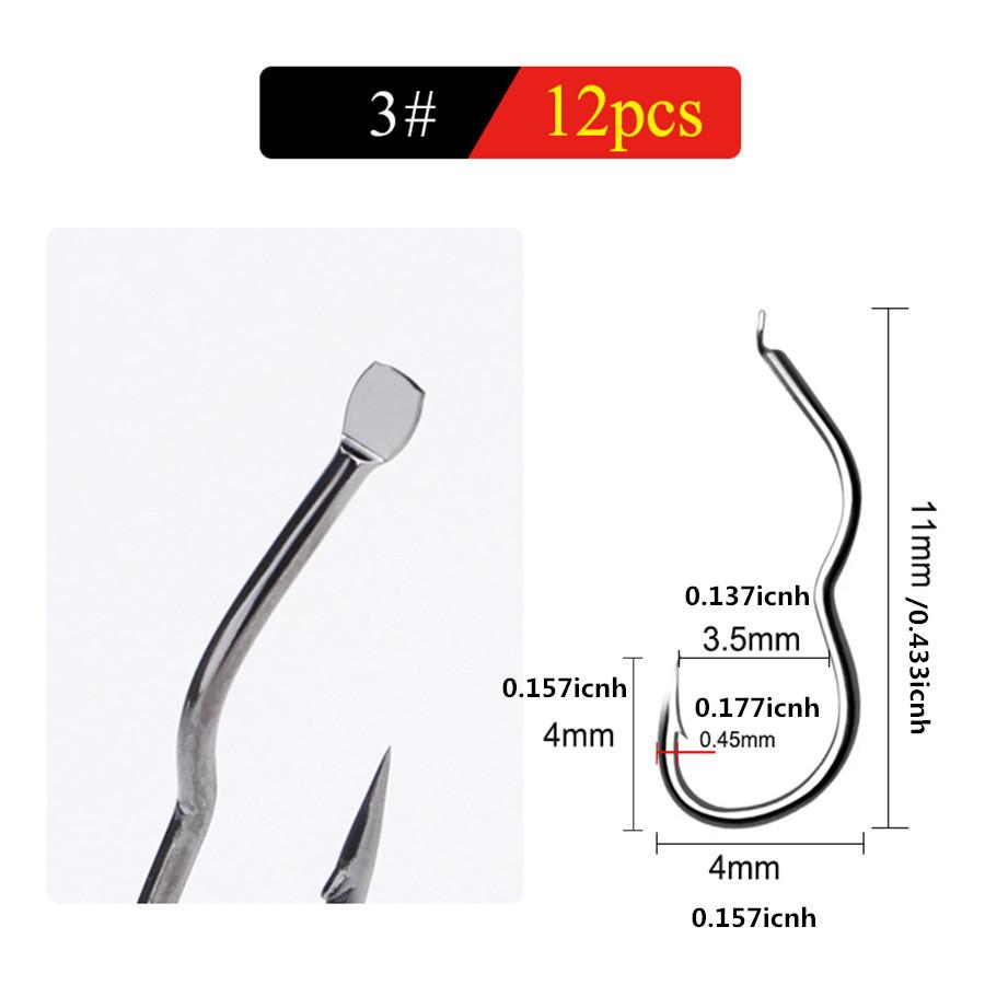 Hameçon de pêche en acier à haute teneur en carbone, taille 0,5 #-13 #12 pièces/paquet, hameçon à bascule automatique en barbelé pointu pour la pêche à la carpe
