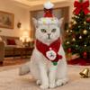 Santa Claus Pet Scarf Holiday Themed Pet Accessory Festive Christmas Pet Scarf Set with Knitted Cat Scarf Pompom for Holiday