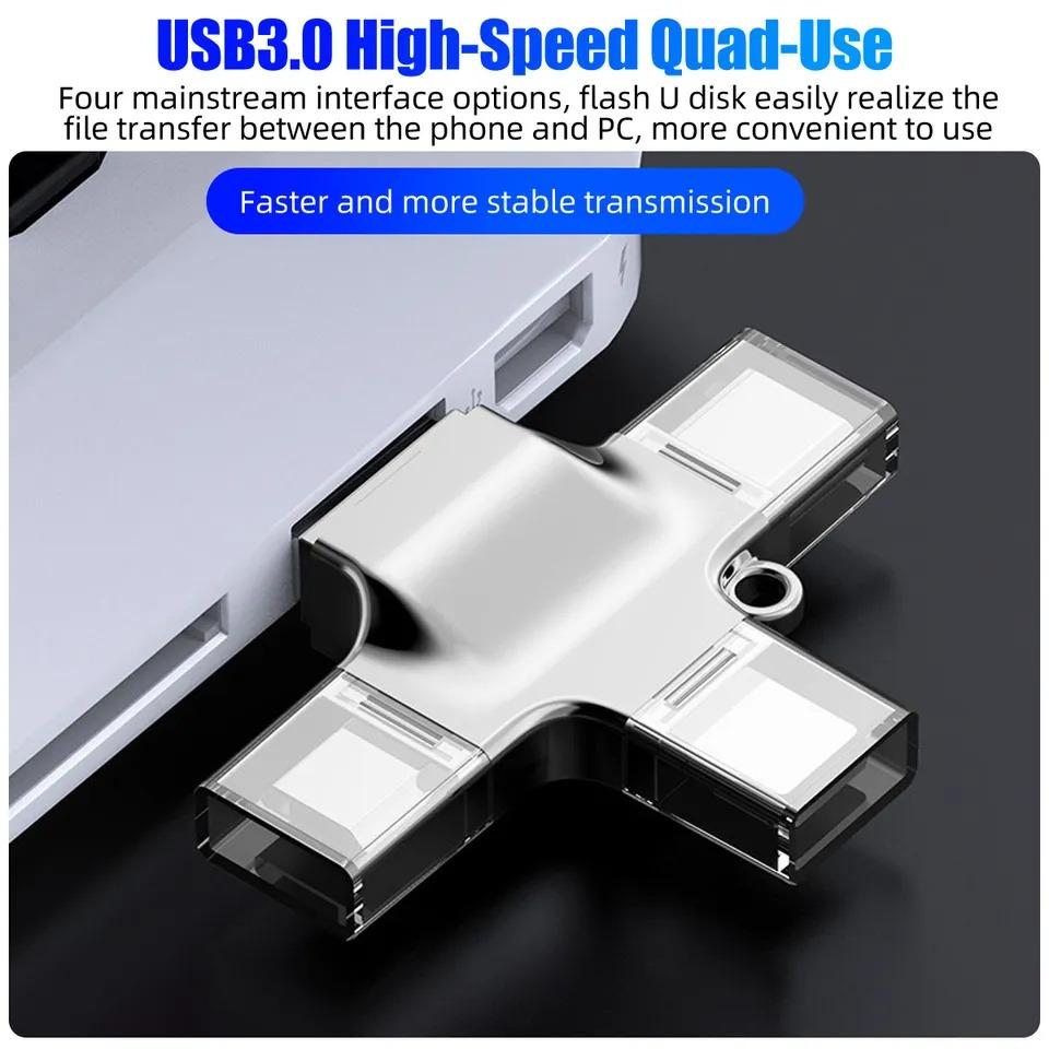 4 In 1 USB3.0 To Type C Micro SD Card Reader Micro To USB TF OTG Adapter USB A To USB C Connector for iPhone 17 16 15 14 13 12 11 Samsung Xiaomi