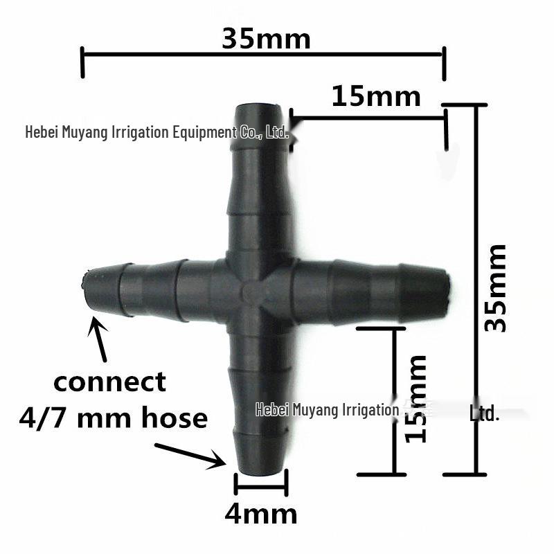4/7 PVC Cross Barbed Tee Micro-Spray Irrigation Connector for Garden Drip Systems