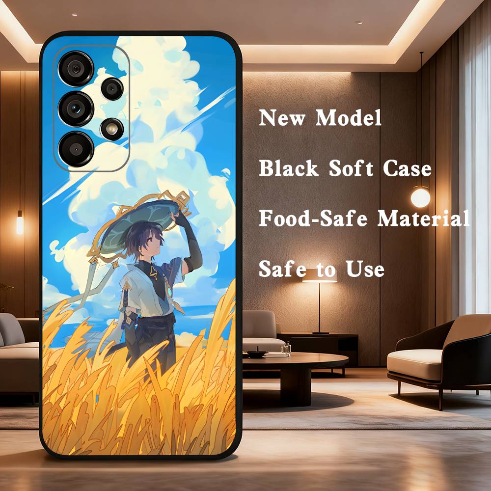 

Genshin Impact Wanderer For Samsung Galaxy A73,31,8,9,52,J7,22,Note,72,41,71,53,32,Soft Black Silicone Cover Case SamsungA40