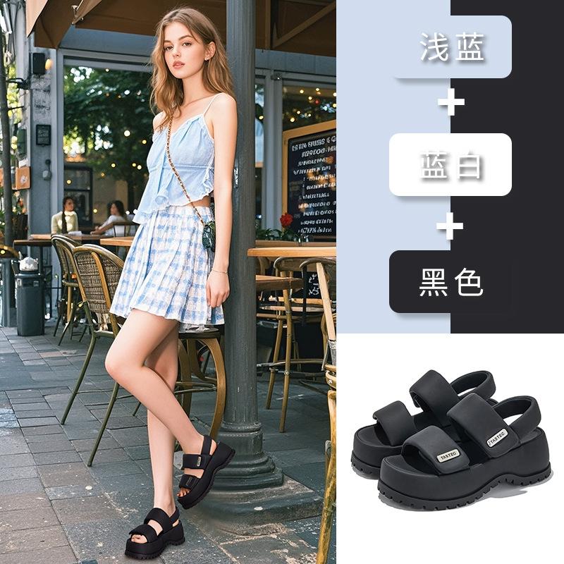 Suction Film Sole Sandals Women Wear Thick Sole Velcro Roman Wind Beach Casual Sandals 2025 New Summer Women's Shoes