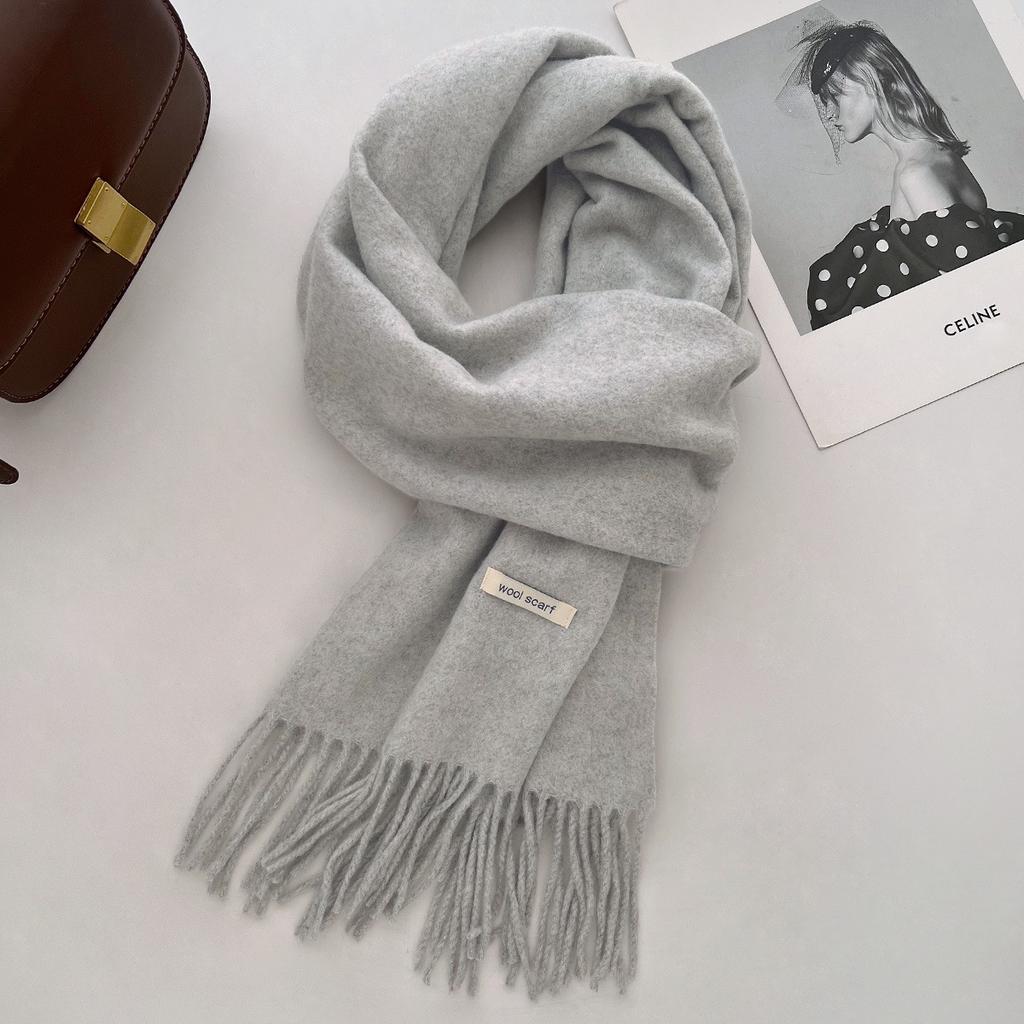 35*205cm Luxury Wool Scarf Women Fashion Solid Color Winter Warm Scarves Tassel Shawls Pashmina Lady Wrap Bufanda