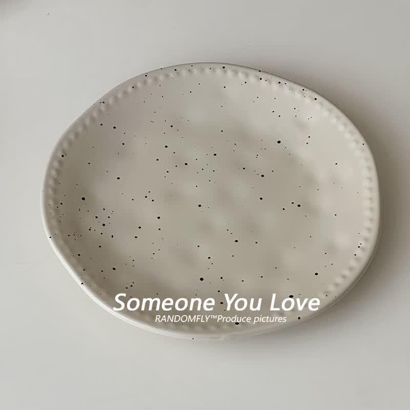 Ins Style Matte Retro Embossed Ceramic Dessert Plate