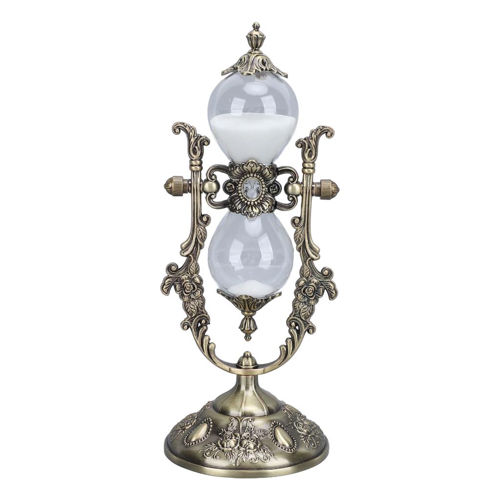 Sand Timer With Stand Vintage 15 Min Engraving Embossed Golden Hourglass Timer for Shelf Decor