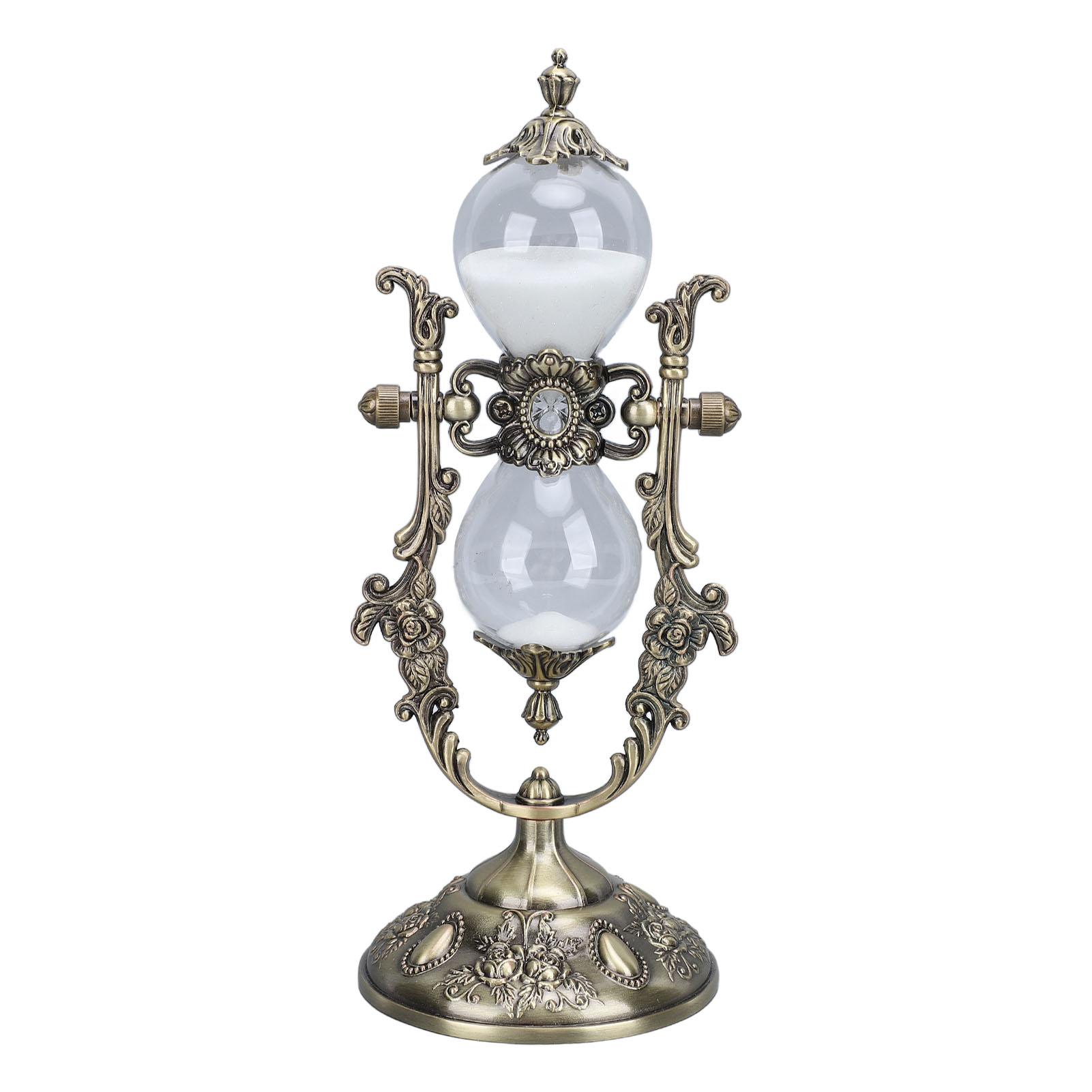 

Песочные часы с подставкой, винтажные, 15 мин., гравировка, тиснение, золотые песочные часы, таймер для декора полки