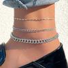 Fashion, Temperament Simple Metal Chain Retro Creative Japanese Chain Anklet Three-piece Set