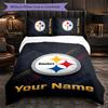 Pittsburgh Steelers Customized Name Text Bedding Set, 1 Duvet Cover & 2 Pillowcases Personalized Bedroom Gift