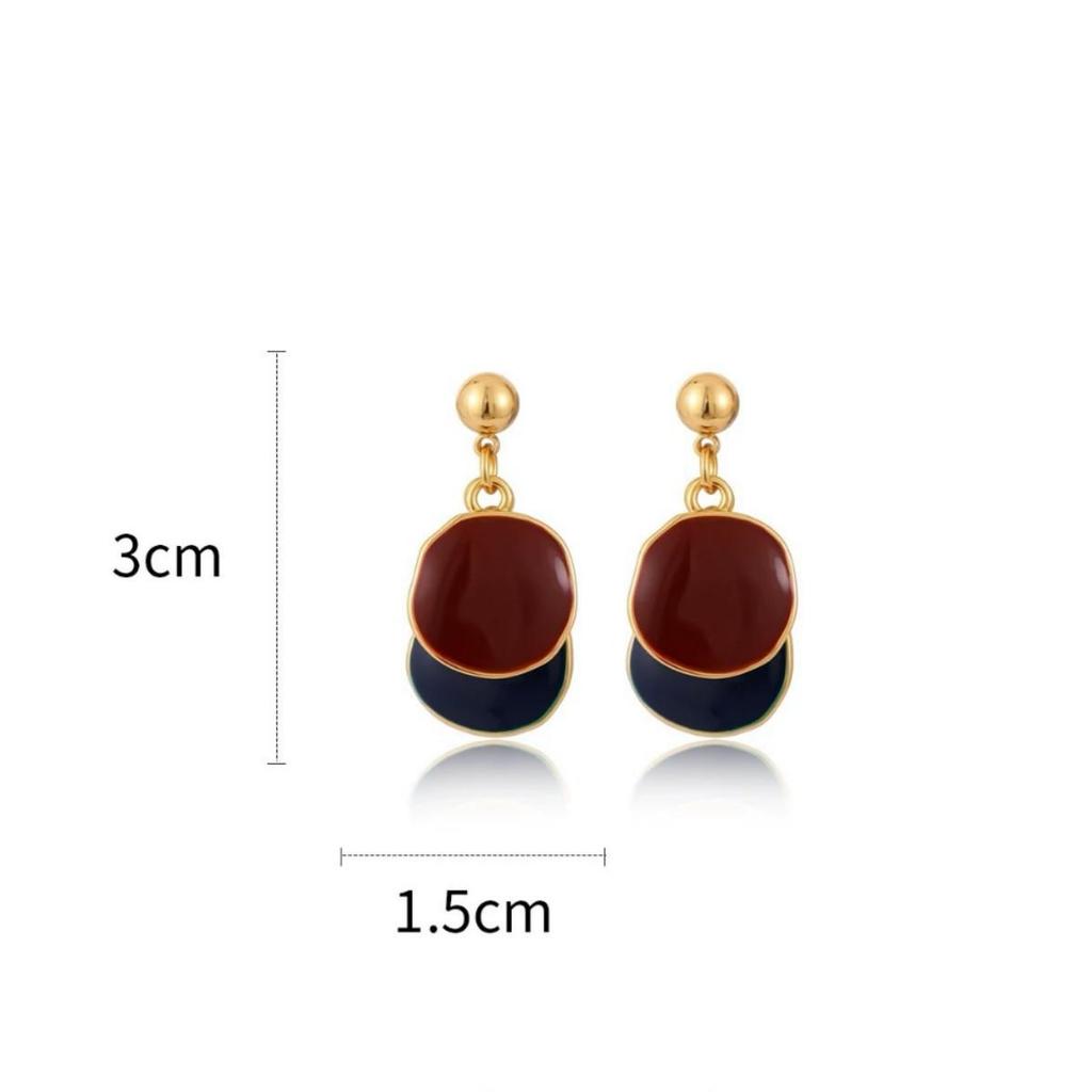 Maillard Rode & Blauwe Ronde Stud Oorbellen 2025 - Retro High-End Dames Hangende Oorbellen