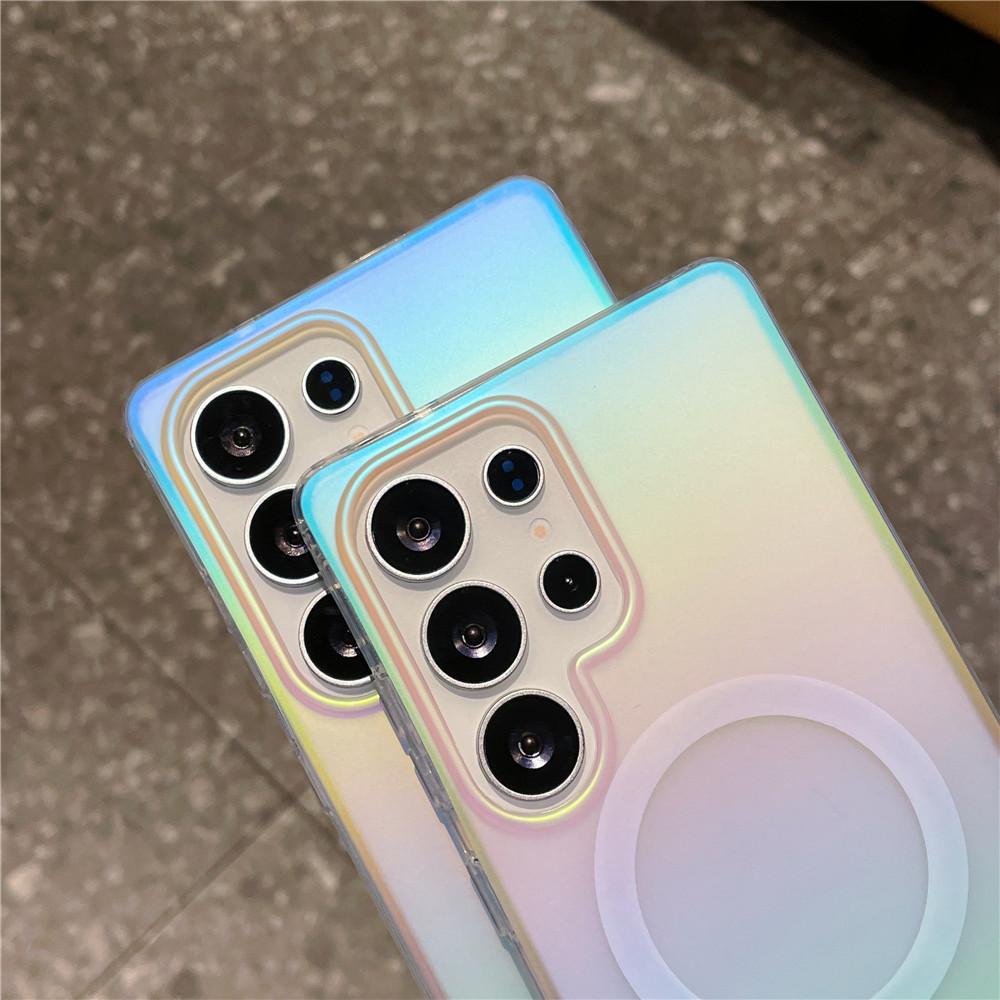 Suitable for Samsung Galaxys25ultra Magnetic Suction Mobile Phone Case Matte S24 Gradient S25plus Color Plated Anti Fall Shell