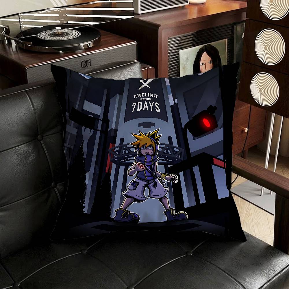The WWorld Ends with You Pillow Case Antidustmite Pillowcase Invisible zipper silky short plush Sofa cushion cover
