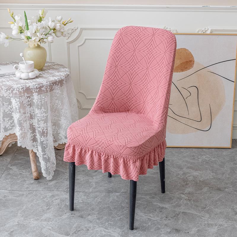 Thickened Fleece Chair Cover One-piece Chair Cover Elastic Dining Chair Covers Jacquard Seat Cover for Hotel Restaurant Home