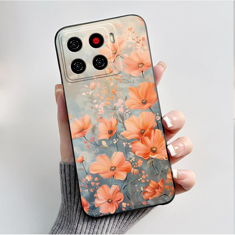 Printing Pattern Case For ZTE Blade A56 Z2473 Nubia A56 Soft Silicone Black Shell Cover For Blade A56 Pro Cute Flower Casing